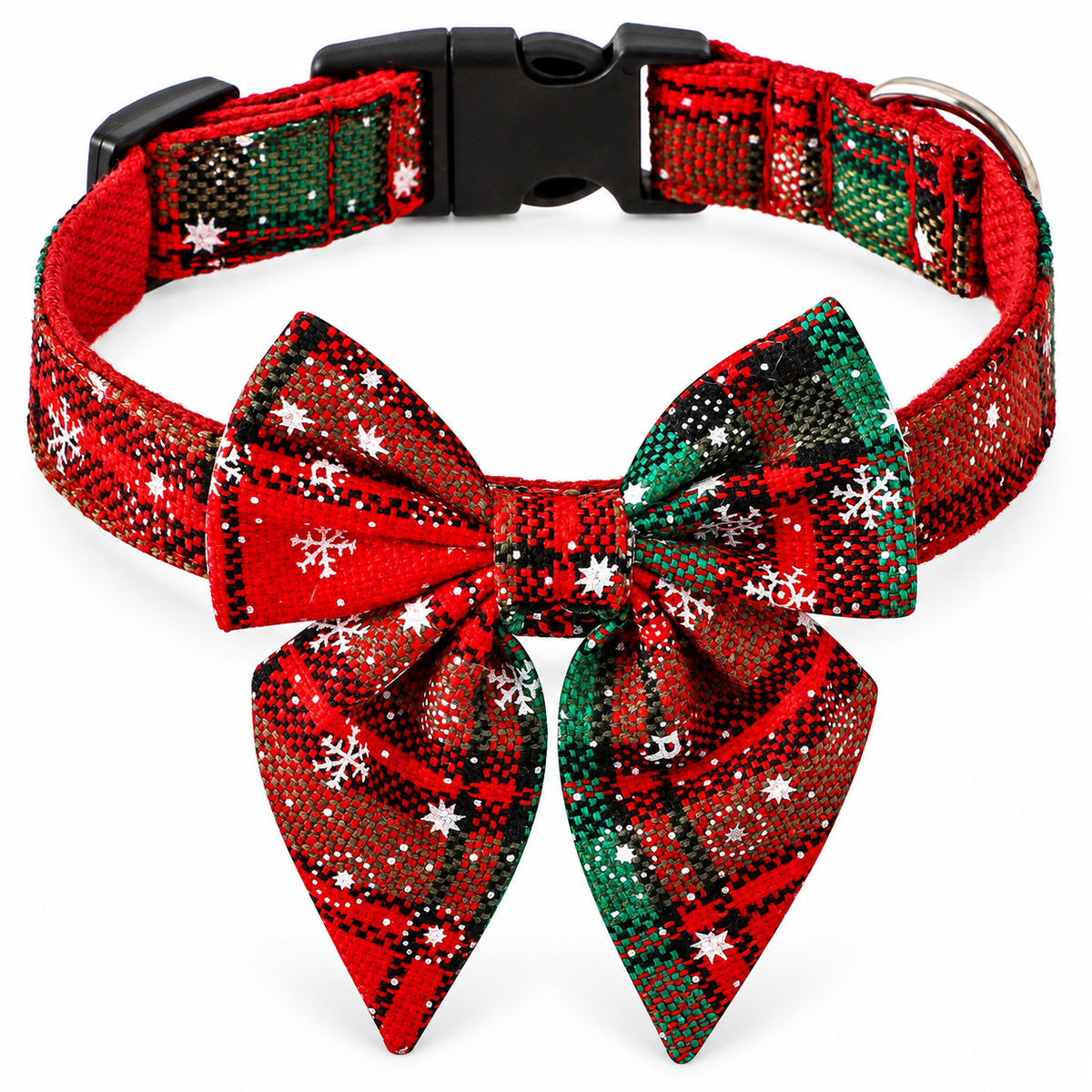 Red &Green Snowflake Christmas Bow Tie Collar