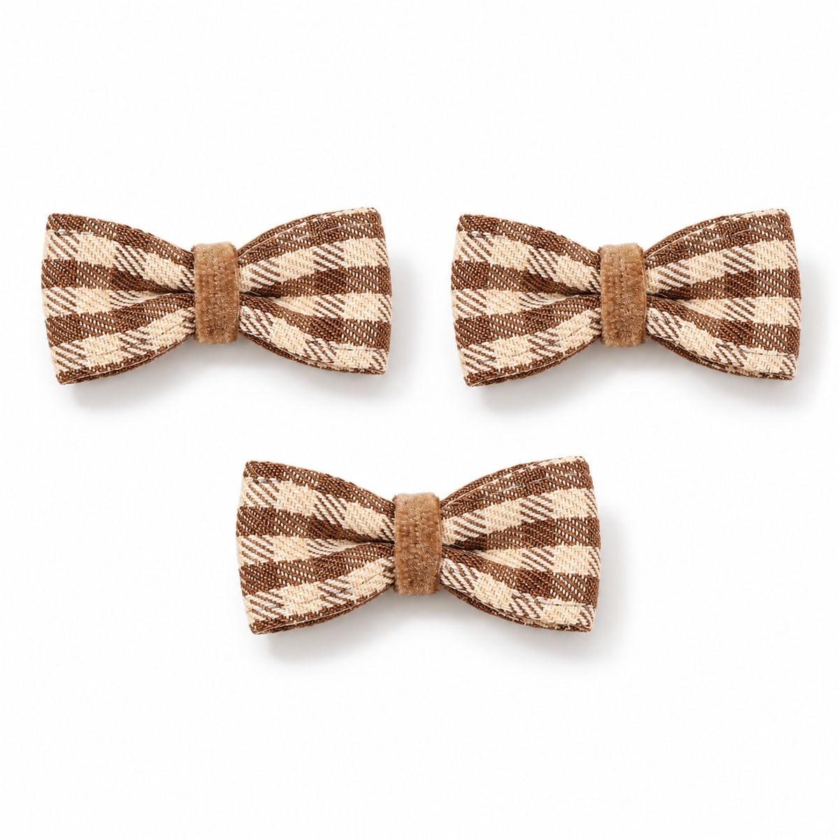 Khaki Plaid Mini Bow Appliqué