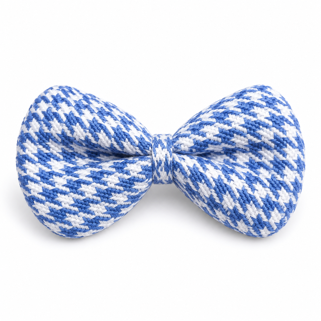 Blue Gingham Fabric Bow Appliqué