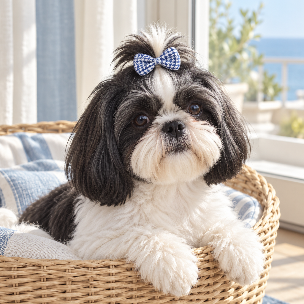 Blue Gingham Fabric Bow Appliqué