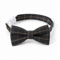 Dark Gray Plaid Pet Bow Tie Collar