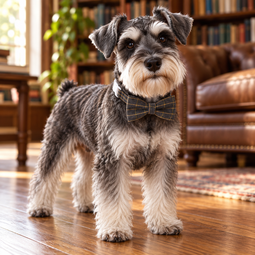 Dark Gray Plaid Pet Bow Tie Collar