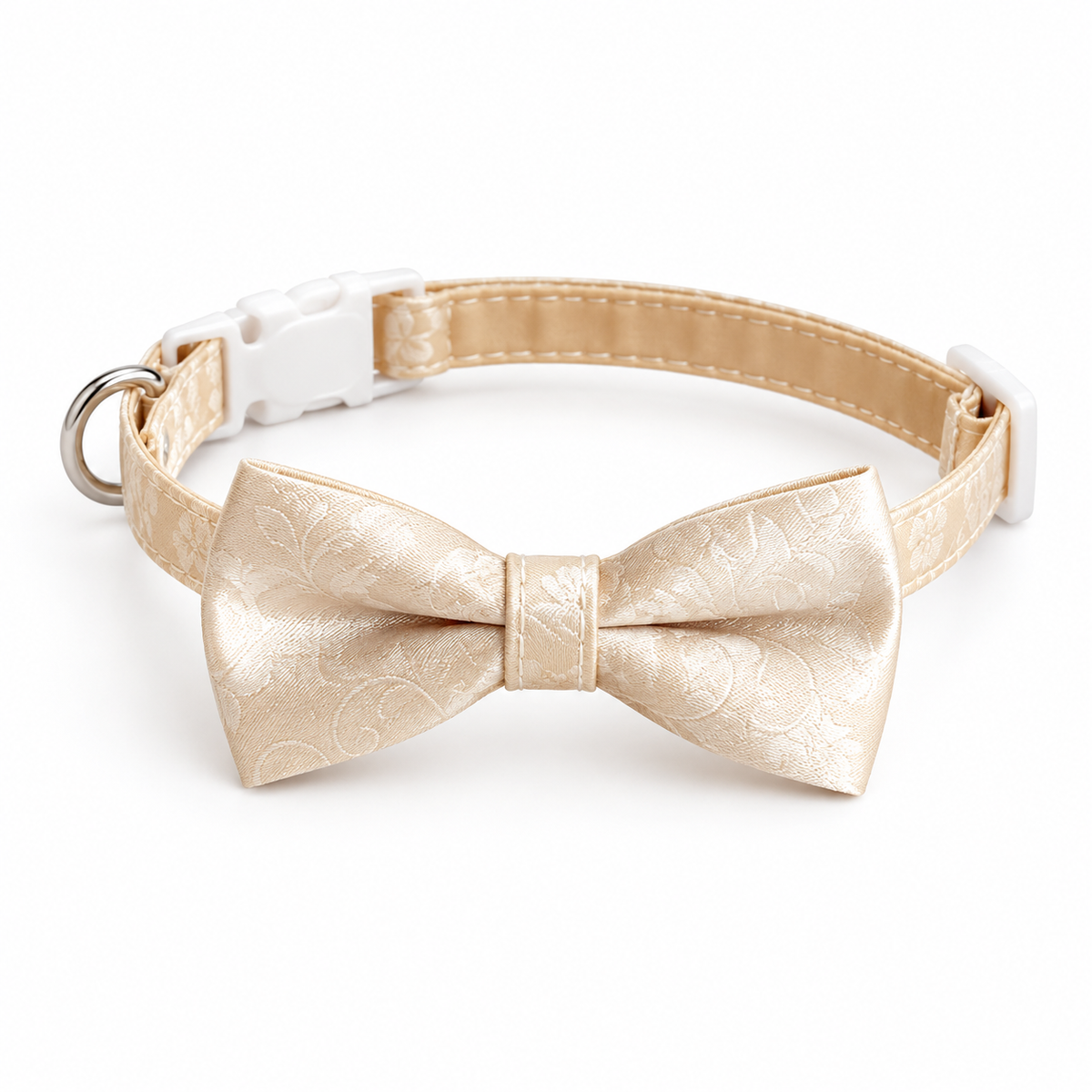 Beige Cloud-Pattern Bow Tie Collar