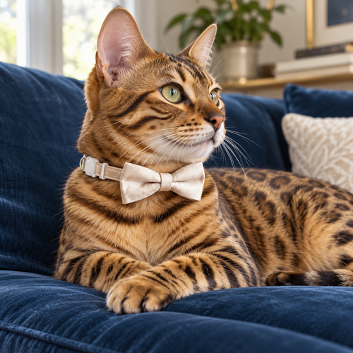 Beige Cloud-Pattern Bow Tie Collar
