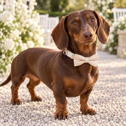Beige Cloud-Pattern Bow Tie Collar
