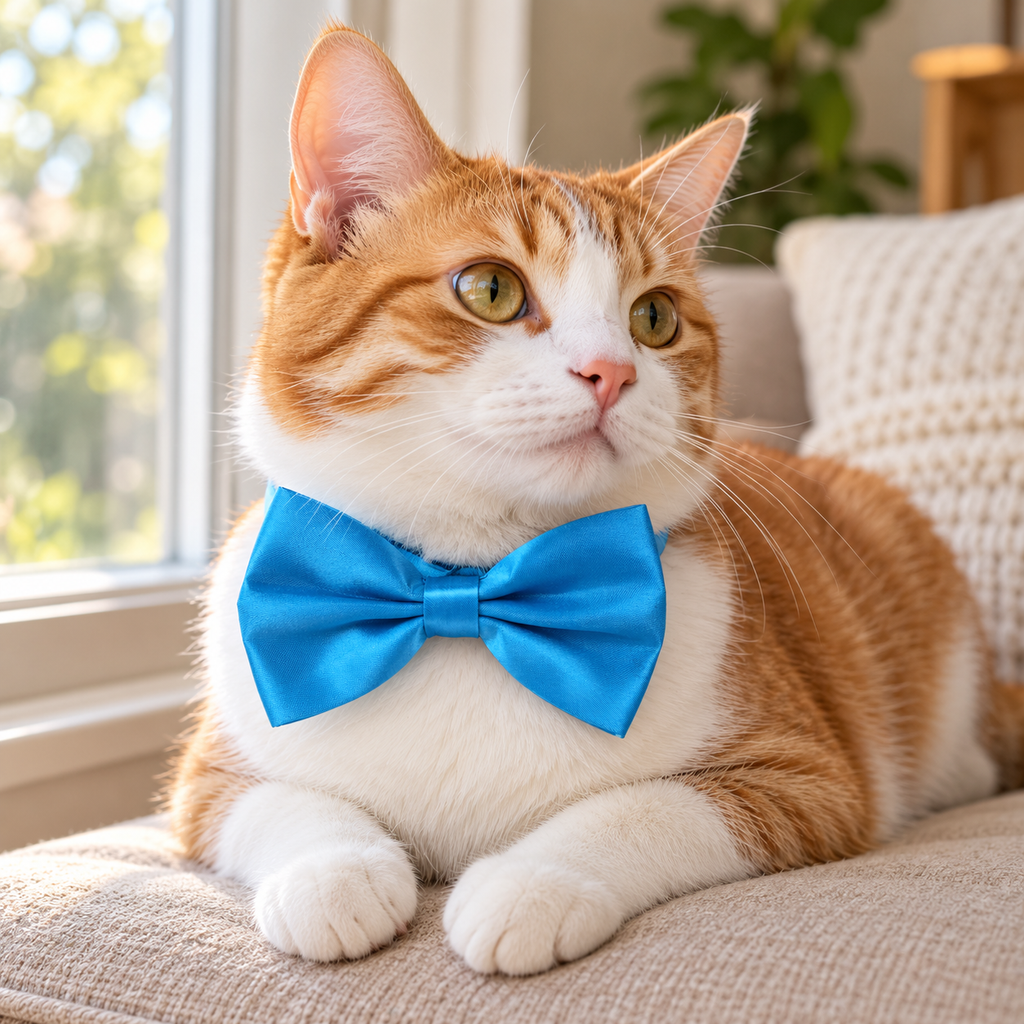 Sky Blue Satin-Finish Bow Tie