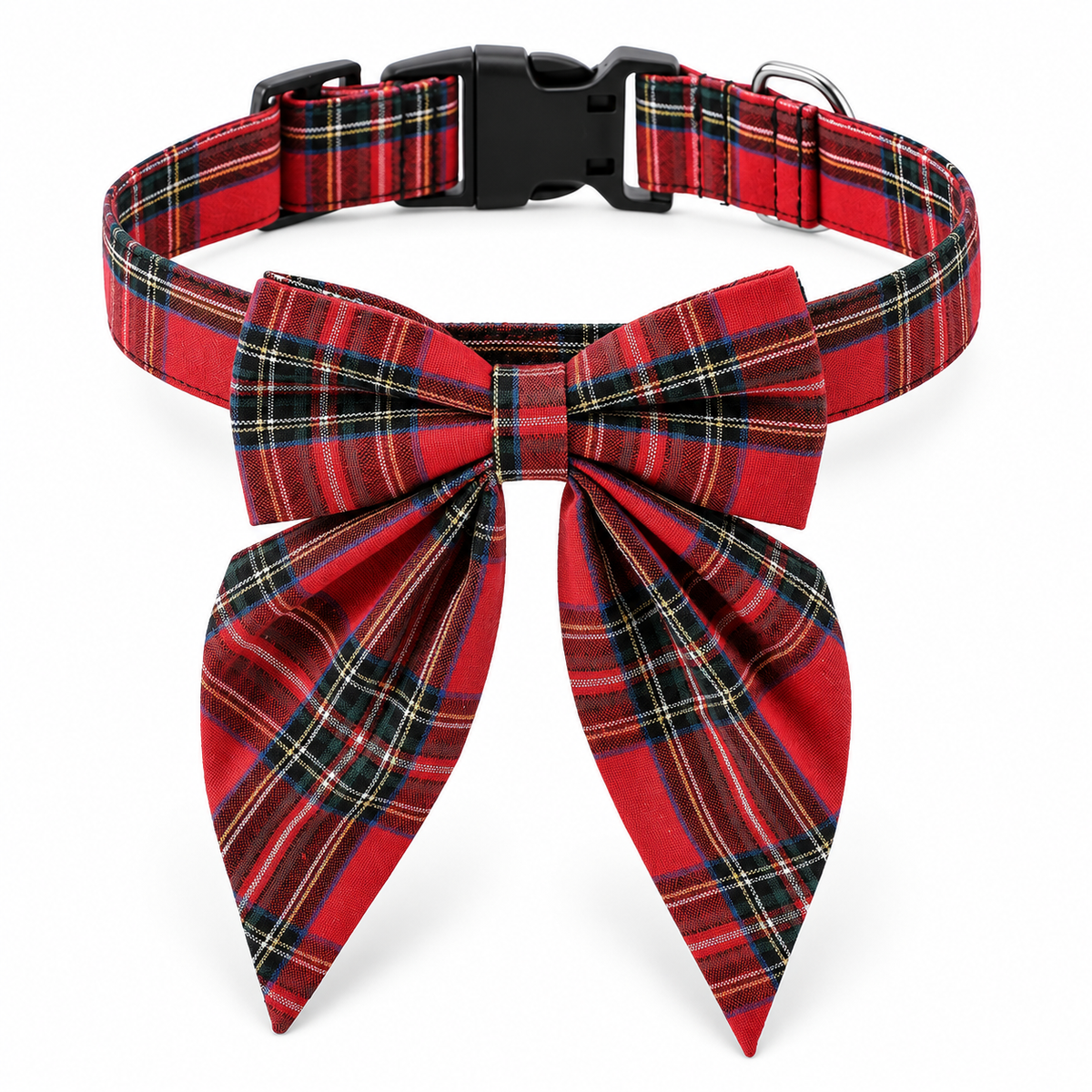 Red Plaid Christmas Bow Tie Collar